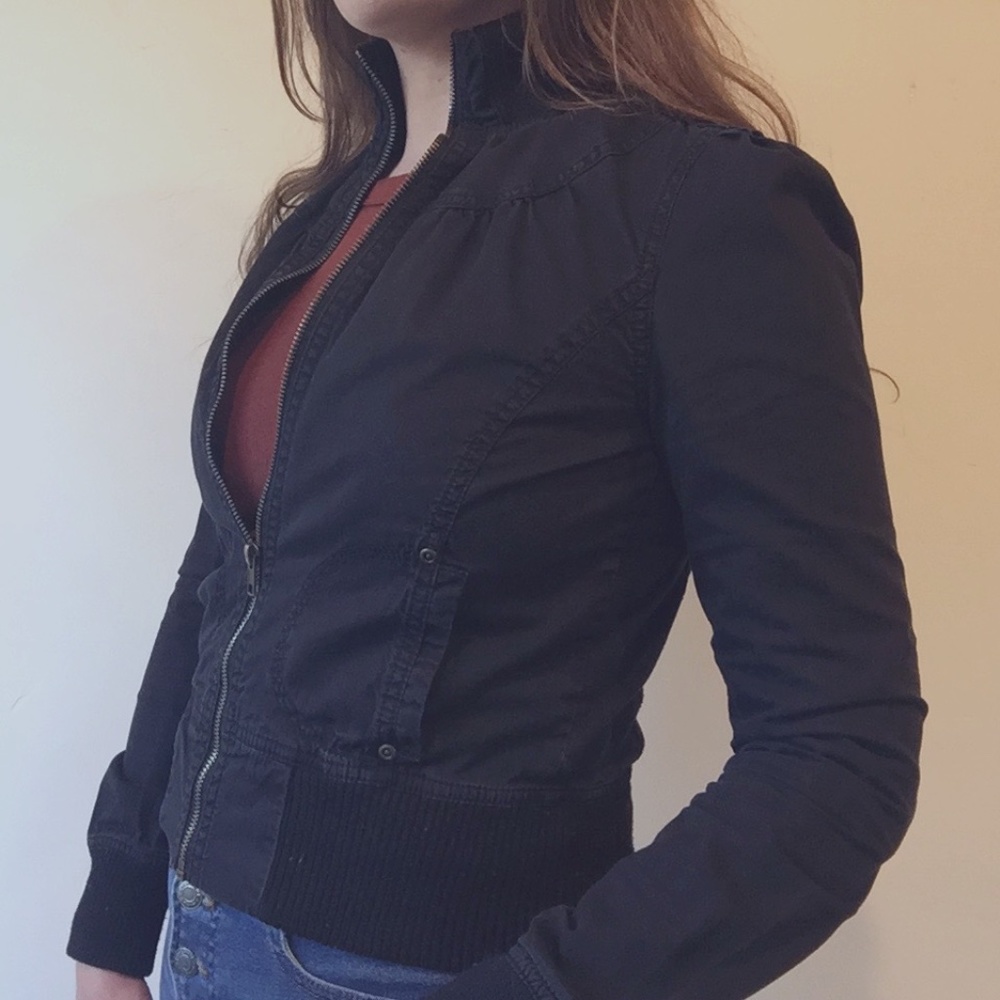 Forever 21 Black Bomber/Biker Style Light Jacket